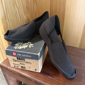 Vintage Keds Summerettes Veronica Black Wedge Cloth Sandal